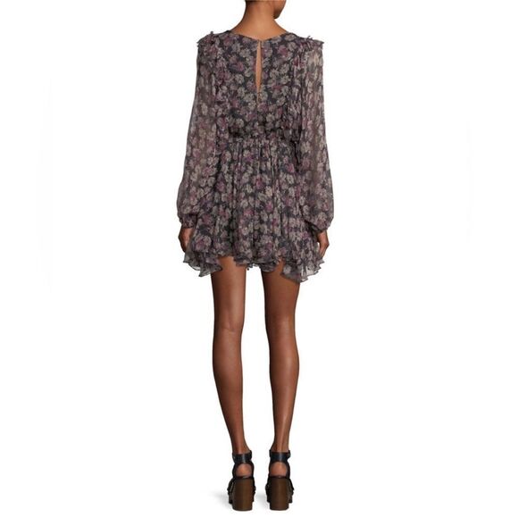 LoveShackFancy Noelle Silk Mini Dress Black Floral Size Medium - Picture 8 of 8